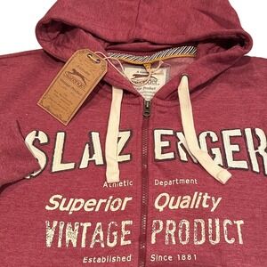 Slazenger St. John Zip‎ Up Applique Hoodie Men's 2XL Maroon Preppy Activewear